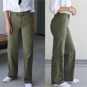 AYR The Secret Sauce Comfort Stretch Wide Leg Jean In Nori Green 29 SHORT Petite